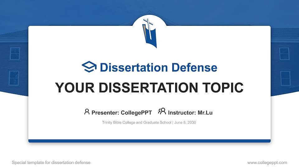 Trinity Bible College and Graduate School Graduation Thesis Defense PPT Template16:9 ratio PPT effect preview image