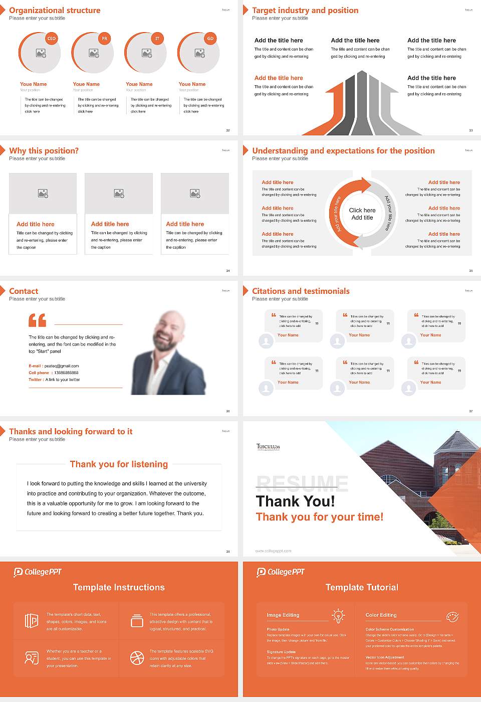 Tusculum University Resume PPT Template16:9 ratio PPT effect preview image4