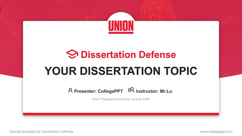 Union Theological Seminary Graduation Thesis Defense PPT Template16:9 ratio PPT effect preview image