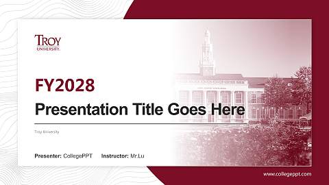 Troy University Academic Presentation/Research Findings Report PPT Template