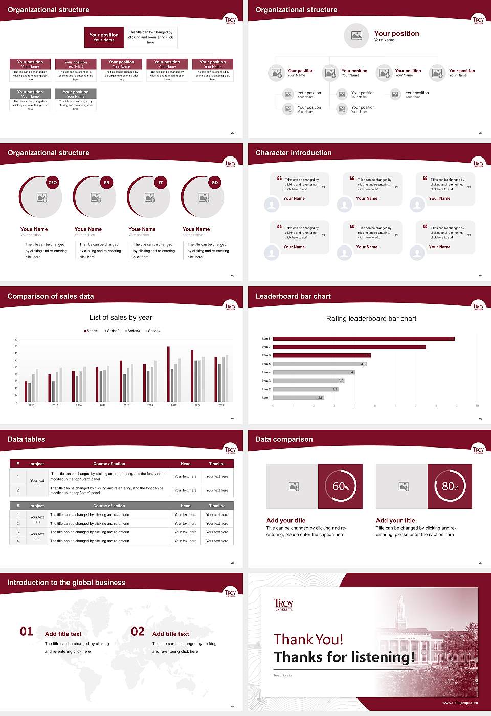 Troy University Academic Presentation/Research Findings Report PPT Template16:9 ratio PPT effect preview image4