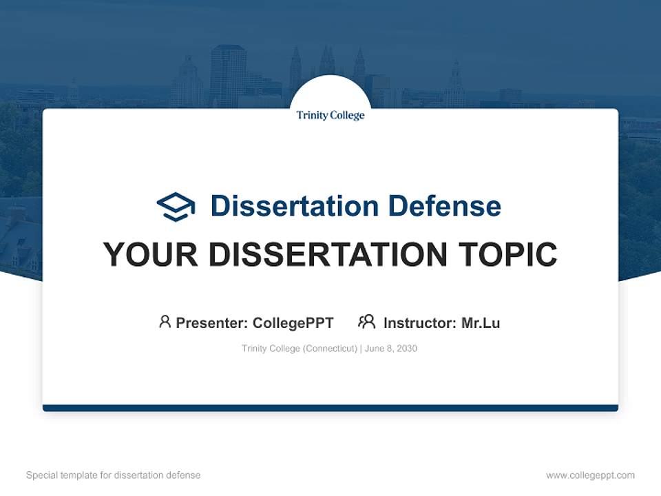 Trinity College (Connecticut) Graduation Thesis Defense PPT Template4:3 ratio PPT effect preview image7