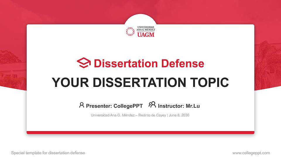 Universidad Ana G. Méndez – Recinto de Cayey Graduation Thesis Defense PPT Template16:9 ratio PPT effect preview image