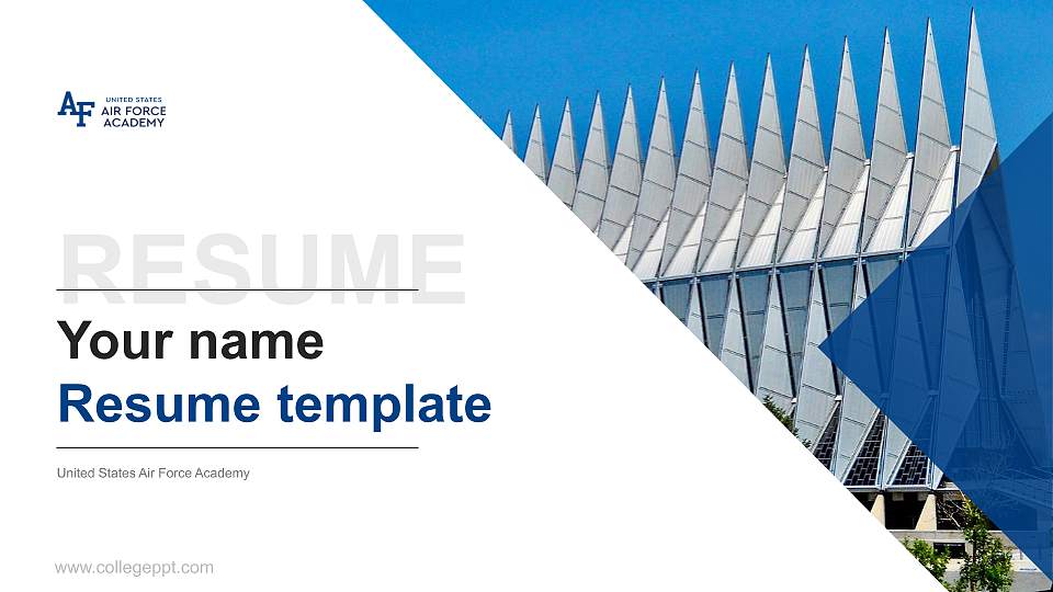 United States Air Force Academy Resume PPT Template16:9 ratio PPT effect preview image1