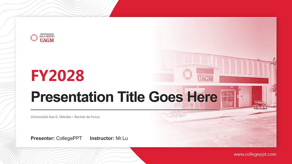 Universidad Ana G. Méndez – Recinto de Ponce Academic Presentation/Research Findings Report PPT Template16:9 ratio PPT effect preview image