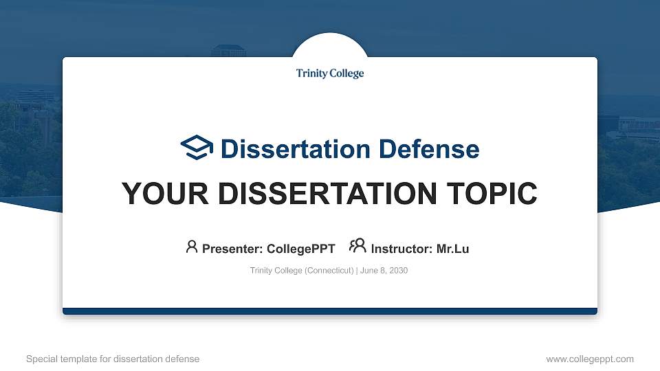 Trinity College (Connecticut) Graduation Thesis Defense PPT Template16:9 ratio PPT effect preview image