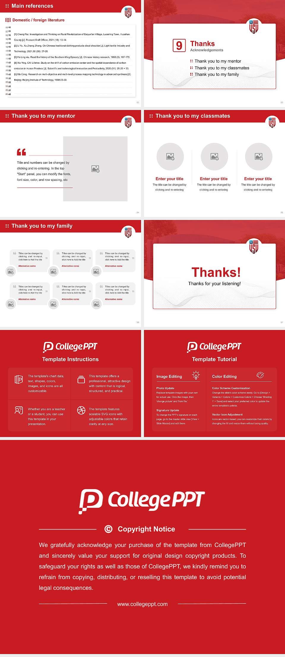 United States University Graduation Thesis Defense PPT Template4:3 ratio PPT effect preview image7