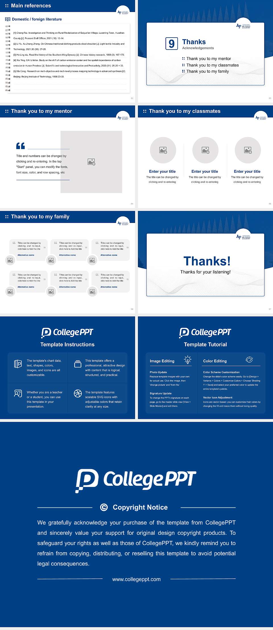 United States Air Force Academy Graduation Thesis Defense PPT Template4:3 ratio PPT effect preview image7