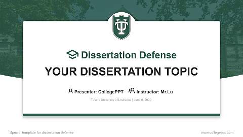 Tulane University of Louisiana Graduation Thesis Defense PPT Template