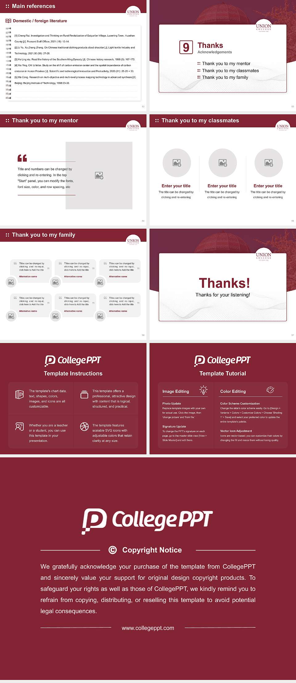 Union College Graduation Thesis Defense PPT Template4:3 ratio PPT effect preview image7