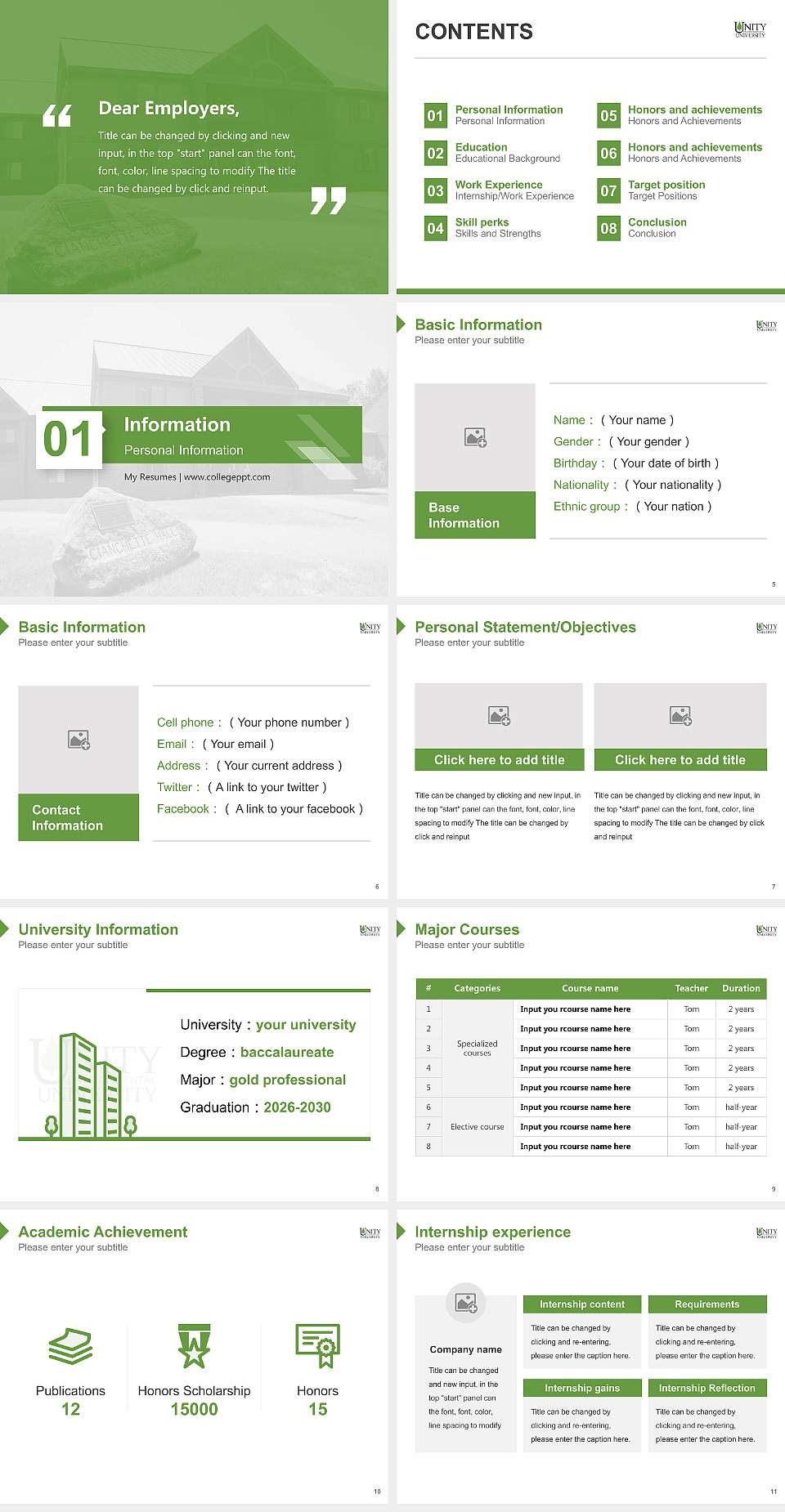 Unity Environmental University Resume PPT Template4:3 ratio PPT effect preview image2