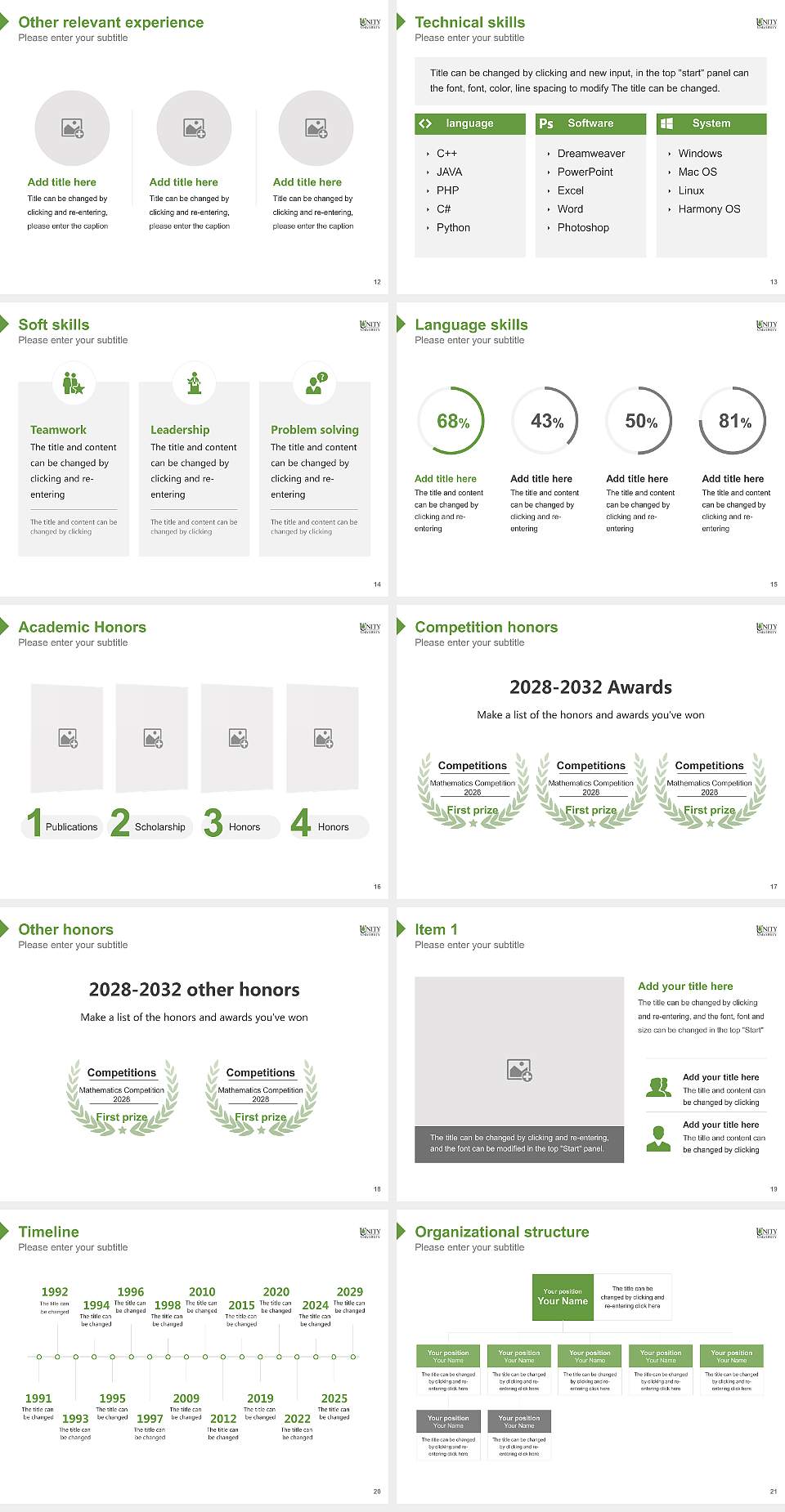Unity Environmental University Resume PPT Template4:3 ratio PPT effect preview image3