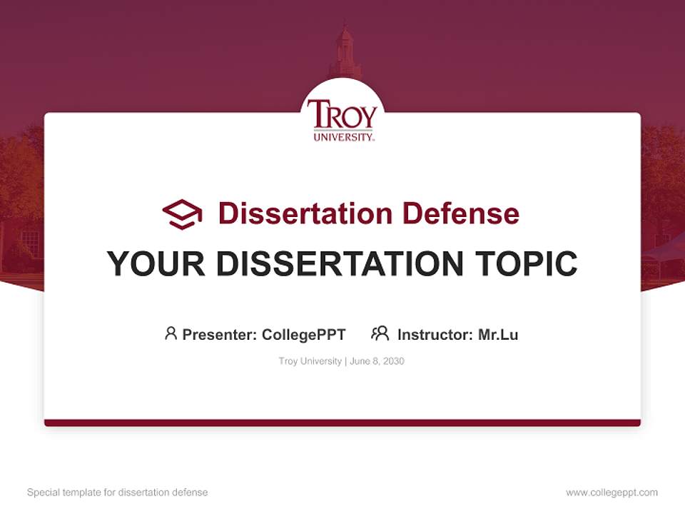 Troy University Graduation Thesis Defense PPT Template4:3 ratio PPT effect preview image7