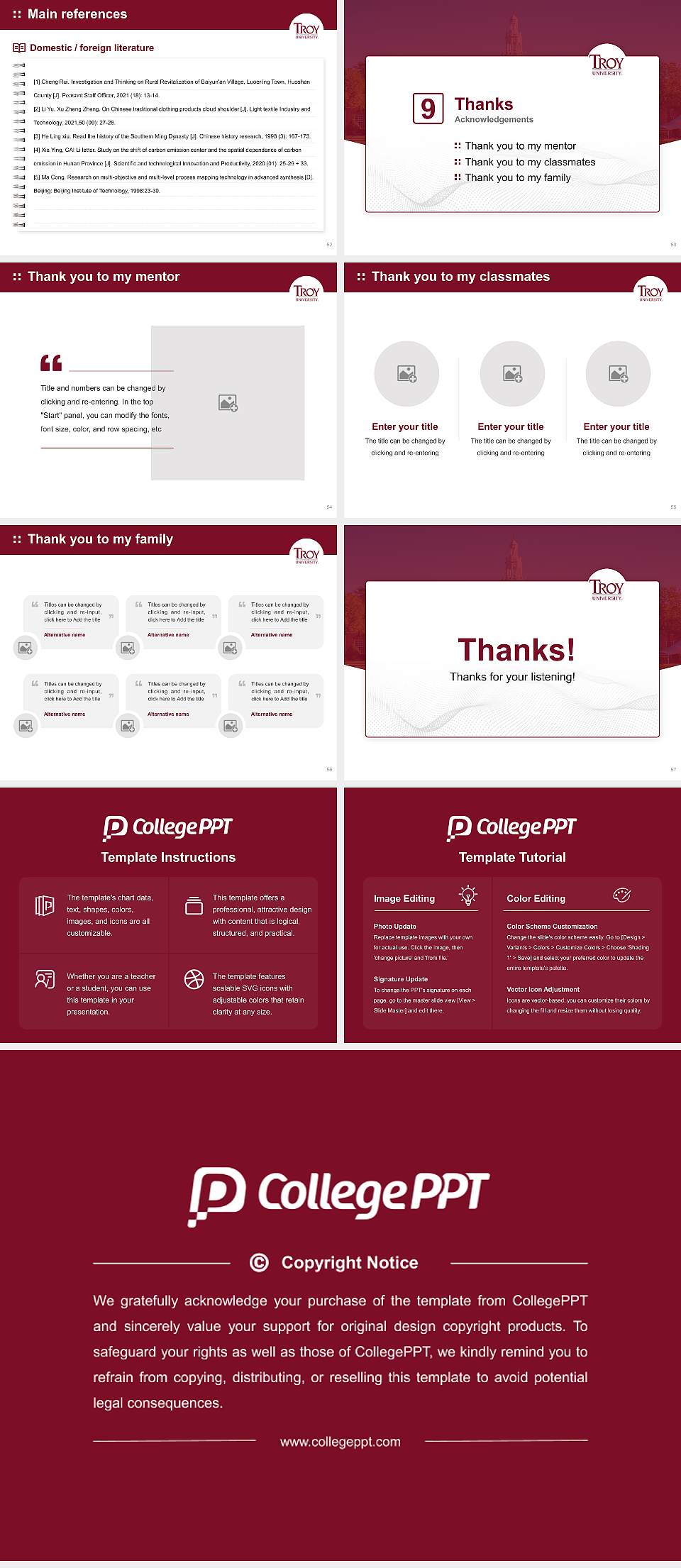 Troy University Graduation Thesis Defense PPT Template4:3 ratio PPT effect preview image7
