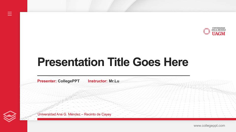 Universidad Ana G. Méndez – Recinto de Cayey Thesis Proposal/Graduation Defense PPT Template16:9 ratio PPT effect preview image