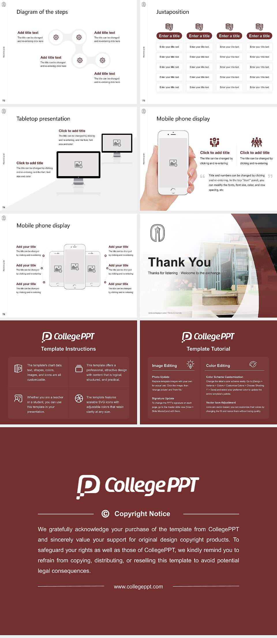 Trinity University Competition/Entrepreneurship Contest PPT Template4:3 ratio PPT effect preview image9