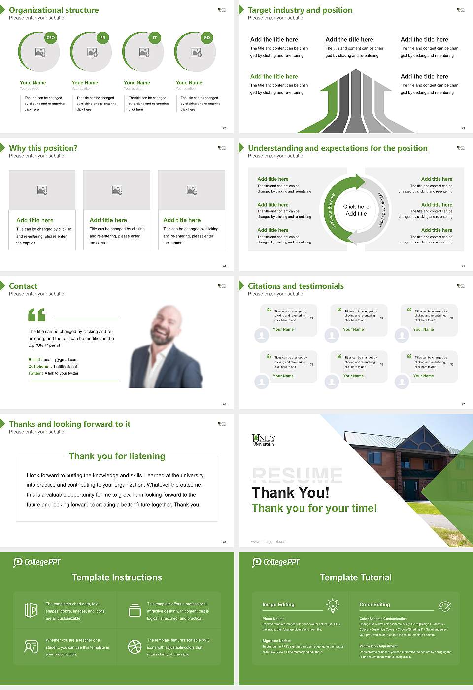 Unity Environmental University Resume PPT Template16:9 ratio PPT effect preview image4