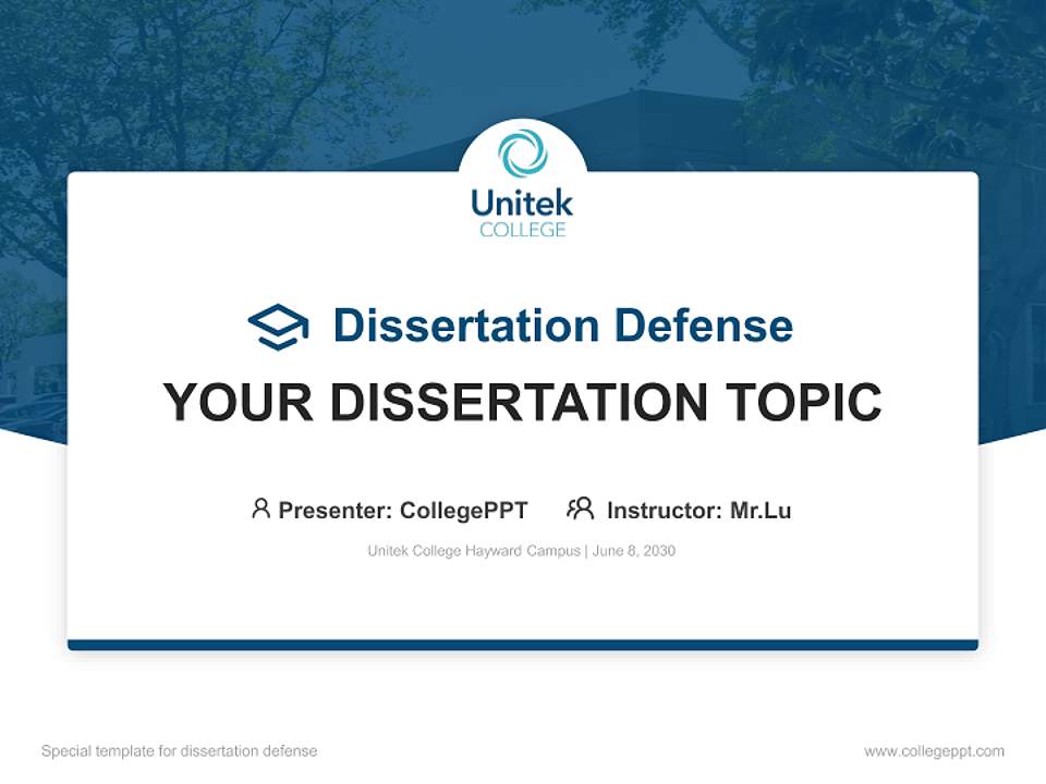 Unitek College Hayward Campus Graduation Thesis Defense PPT Template4:3 ratio PPT effect preview image7