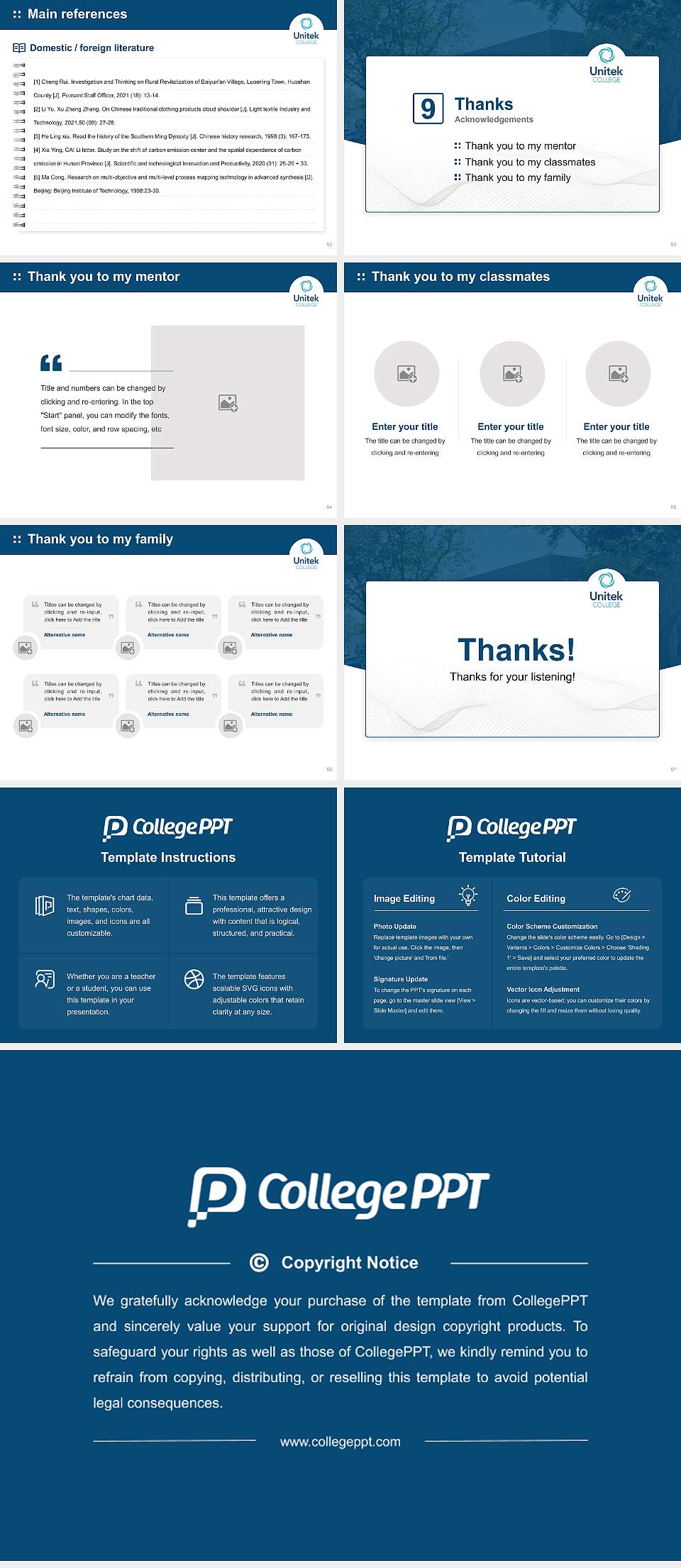 Unitek College Hayward Campus Graduation Thesis Defense PPT Template4:3 ratio PPT effect preview image7