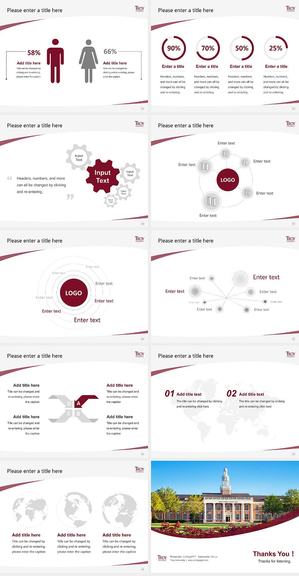 Troy University Course/Courseware Creation PPT Template4:3 ratio PPT effect preview image4