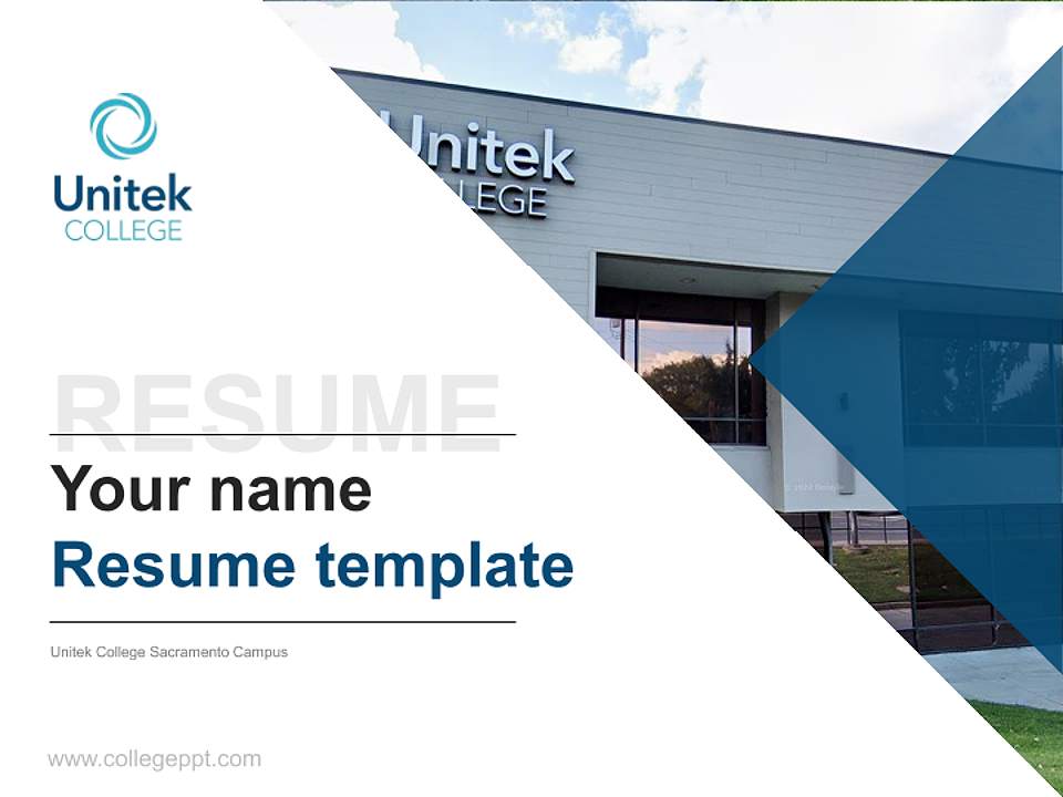 Unitek College Sacramento Campus Resume PPT Template4:3 ratio PPT effect preview image5