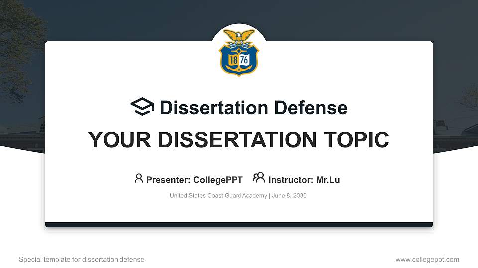 United States Coast Guard Academy Graduation Thesis Defense PPT Template16:9 ratio PPT effect preview image