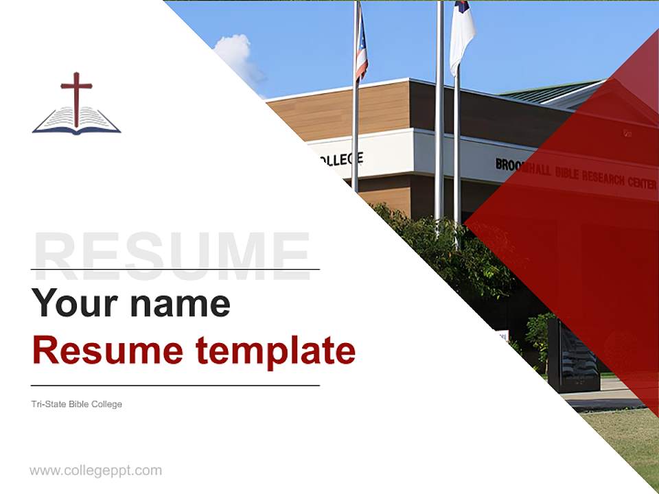 Tri-State Bible College Resume PPT Template4:3 ratio PPT effect preview image5