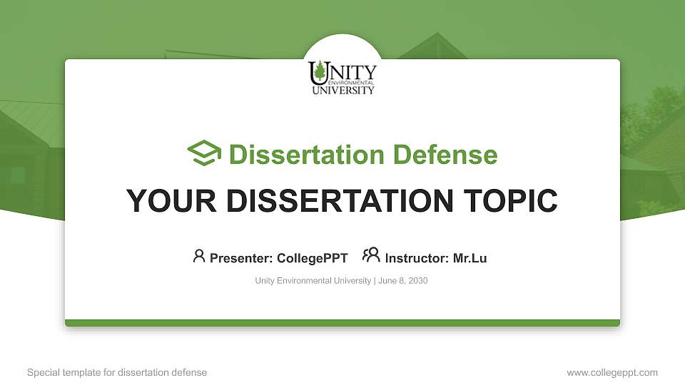 Unity Environmental University Graduation Thesis Defense PPT Template16:9 ratio PPT effect preview image