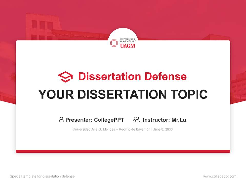 Universidad Ana G. Méndez – Recinto de Bayamón Graduation Thesis Defense PPT Template4:3 ratio PPT effect preview image7