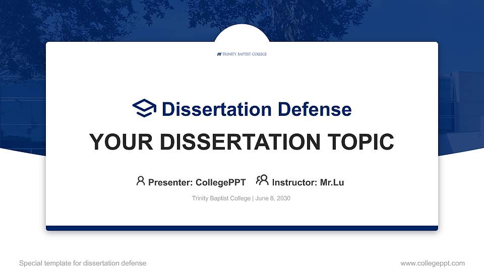 Trinity Baptist College Graduation Thesis Defense PPT Template16:9 ratio PPT effect preview image