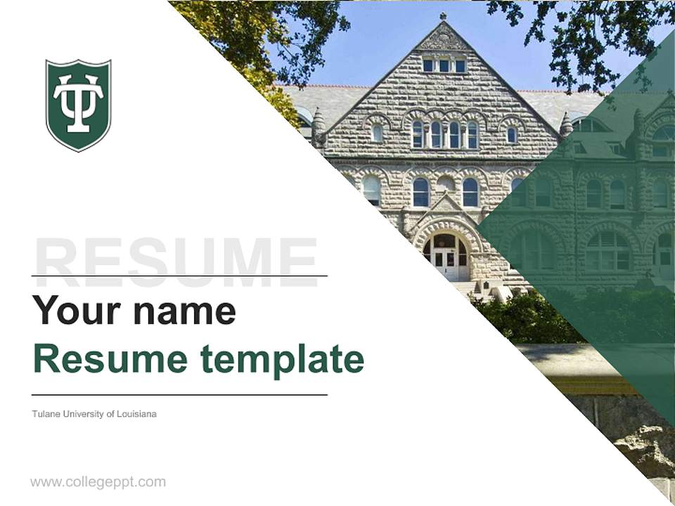 Tulane University of Louisiana Resume PPT Template4:3 ratio PPT effect preview image5