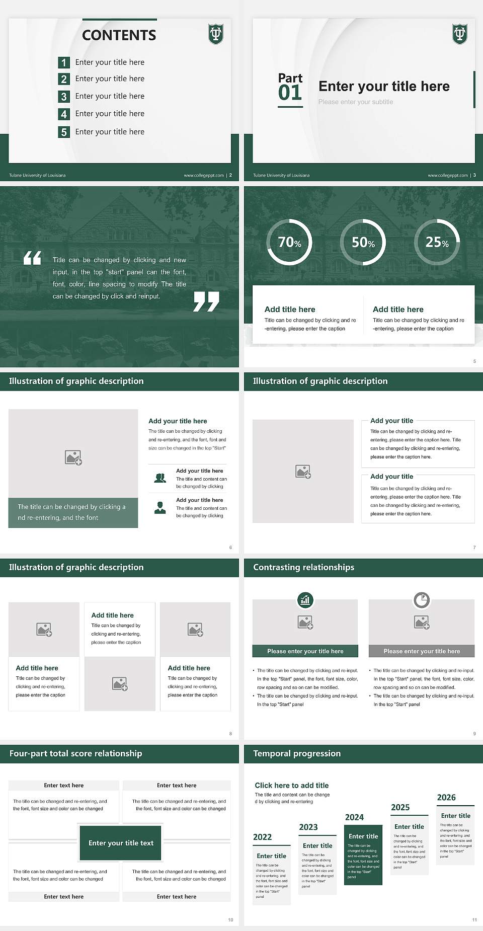 Tulane University of Louisiana Thesis Proposal/Graduation Defense PPT Template4:3 ratio PPT effect preview image2