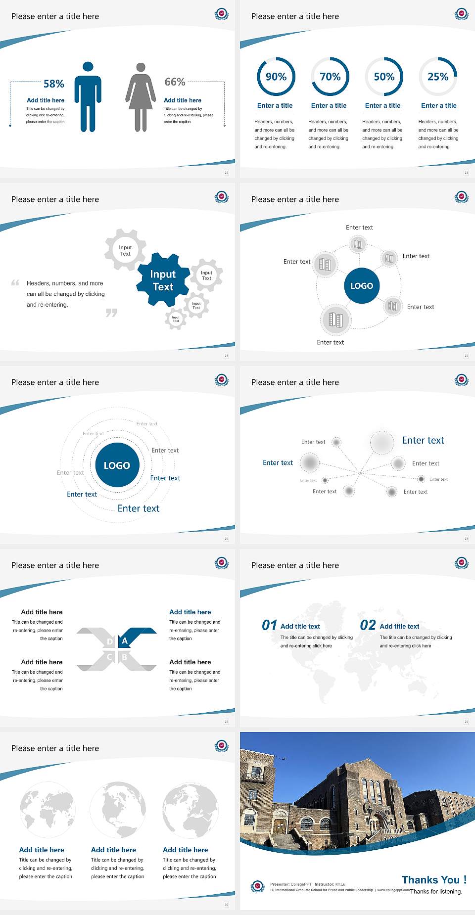 HJ International Graduate School for Peace and Public Leadership Course/Courseware Creation PPT Template4:3 ratio PPT effect preview image4