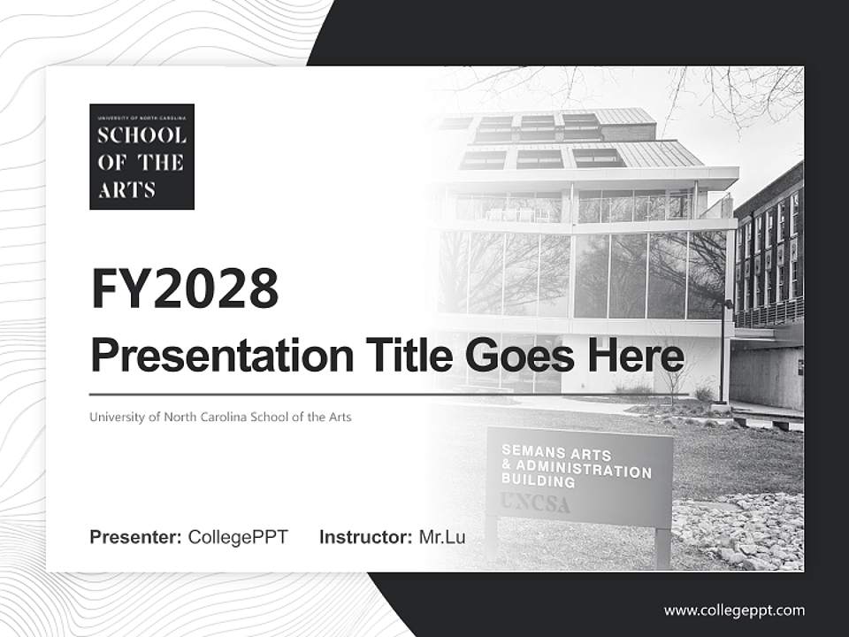 University of North Carolina School of the Arts Academic Presentation/Research Findings Report PPT Template4:3 ratio PPT effect preview image5