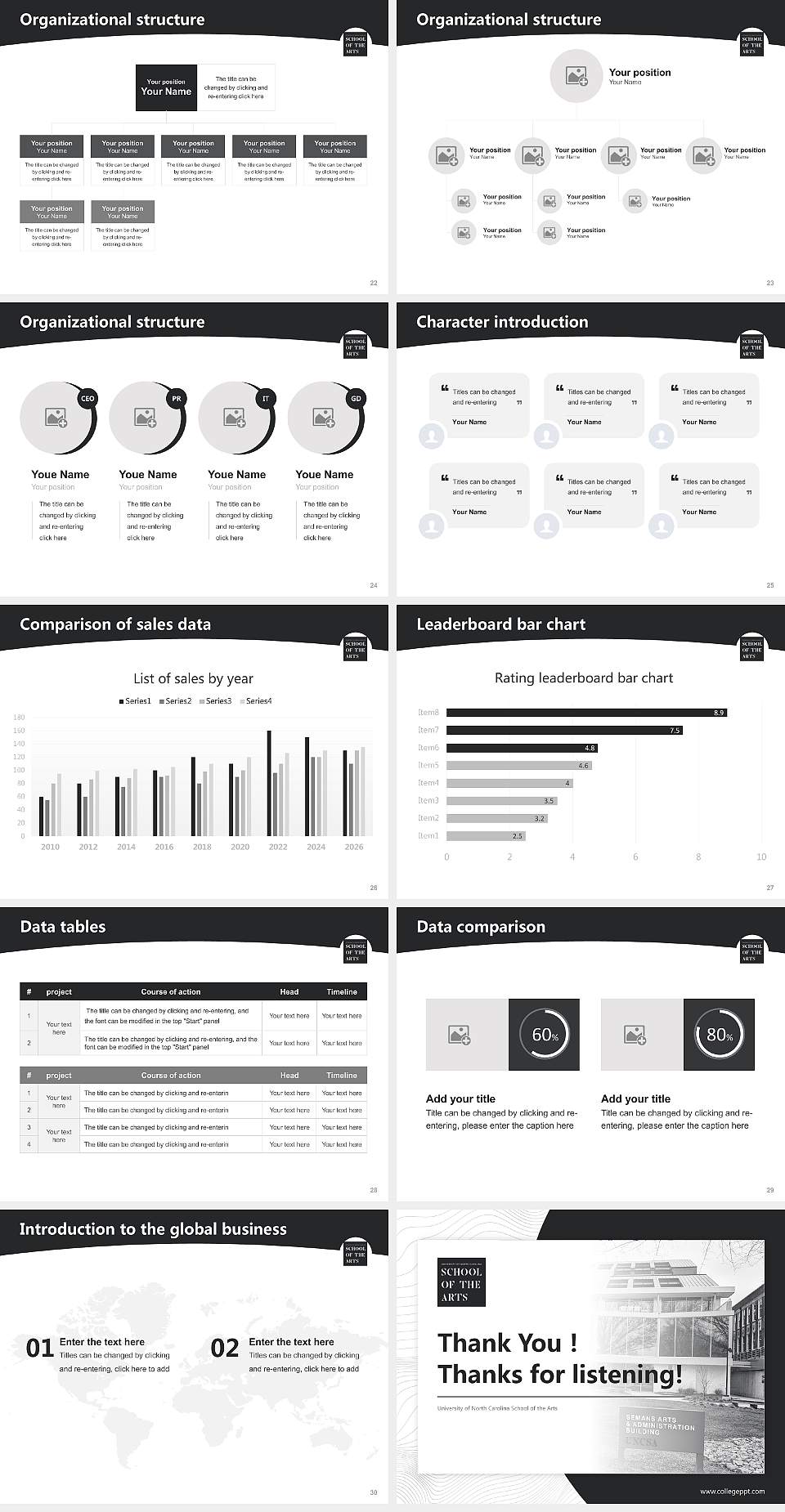 University of North Carolina School of the Arts Academic Presentation/Research Findings Report PPT Template4:3 ratio PPT effect preview image4