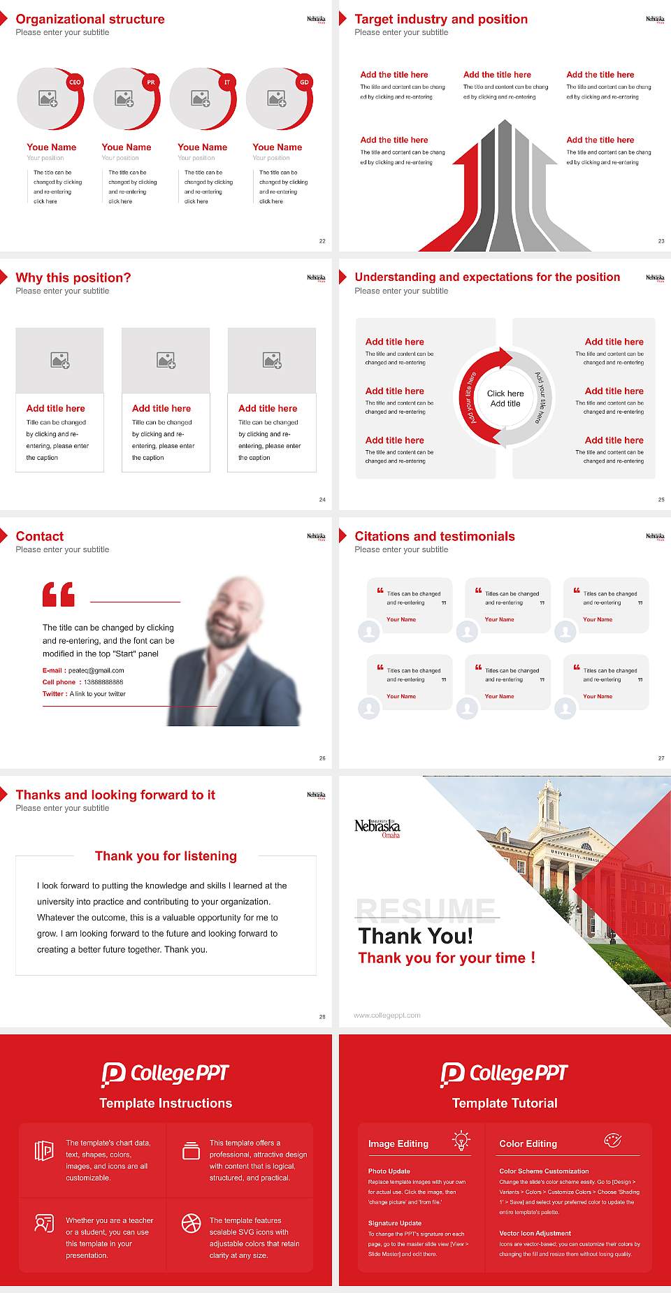 University of Nebraska at Omaha Resume PPT Template4:3 ratio PPT effect preview image4
