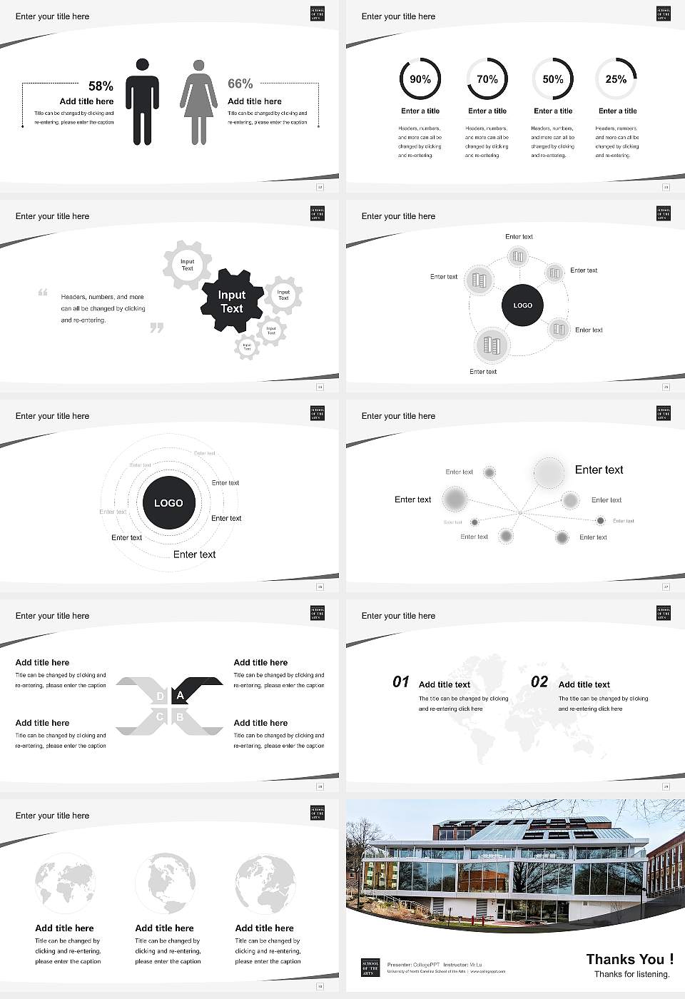 University of North Carolina School of the Arts Course/Courseware Creation PPT Template16:9 ratio PPT effect preview image4