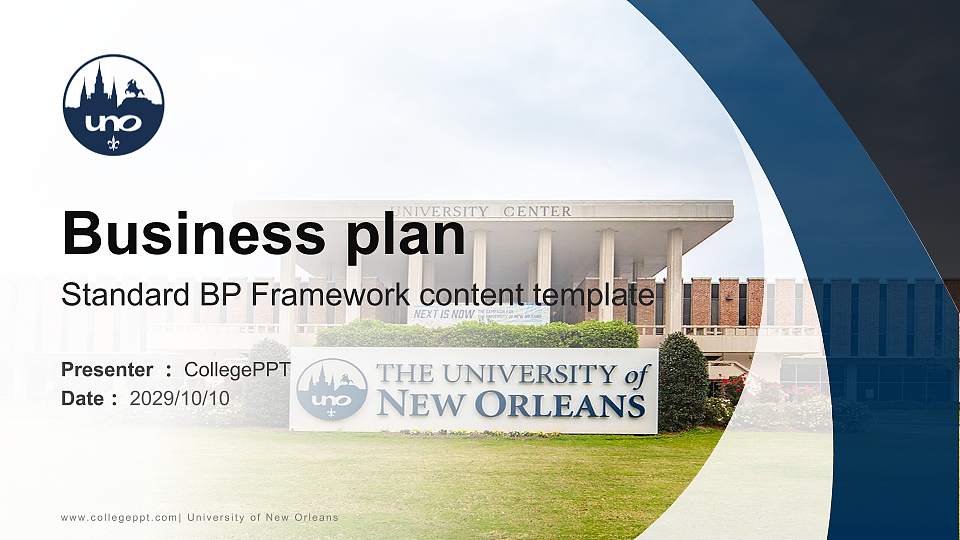 University of New Orleans Competition/Entrepreneurship Contest PPT Template16:9 ratio PPT effect preview image