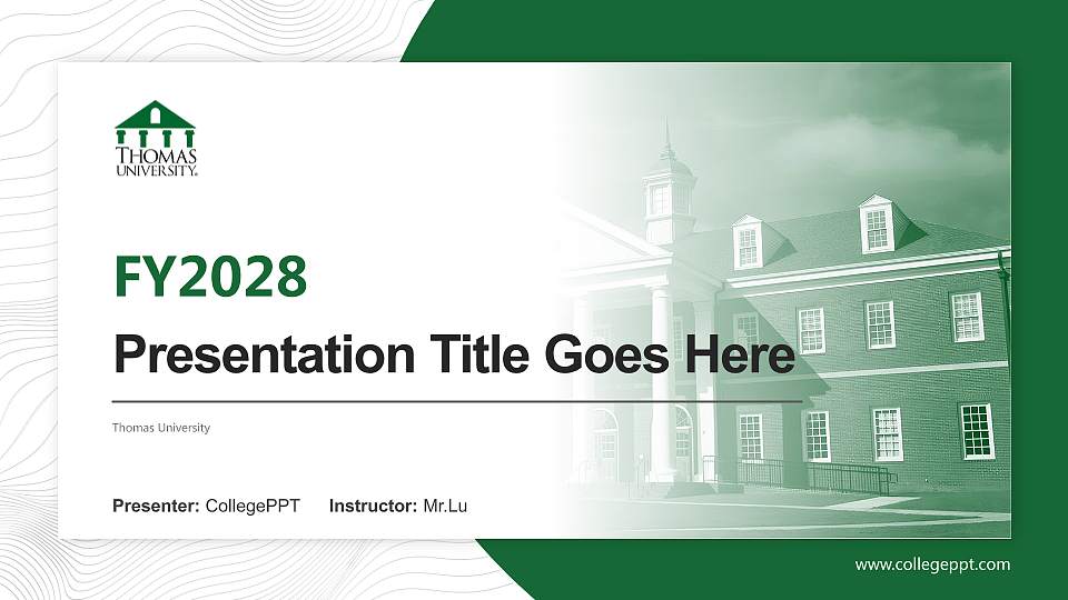 Thomas University Academic Presentation/Research Findings Report PPT Template16:9 ratio PPT effect preview image