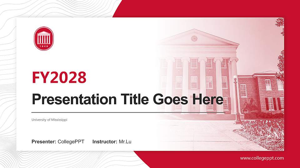 University of Mississippi Academic Presentation/Research Findings Report PPT Template16:9 ratio PPT effect preview image