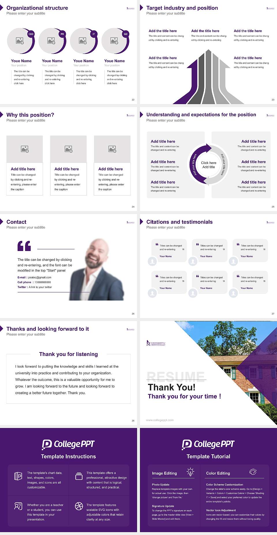 University of Montevallo Resume PPT Template4:3 ratio PPT effect preview image4