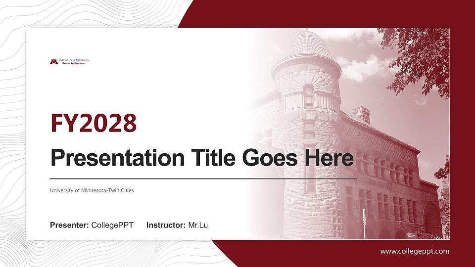 University of Minnesota-Twin Cities Academic Presentation/Research Findings Report PPT Template16:9 ratio PPT effect preview image