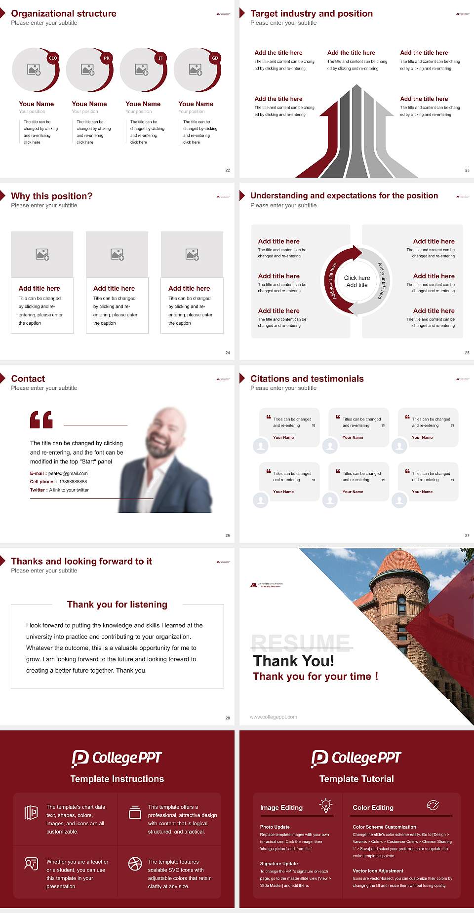 University of Minnesota-Twin Cities Resume PPT Template4:3 ratio PPT effect preview image4