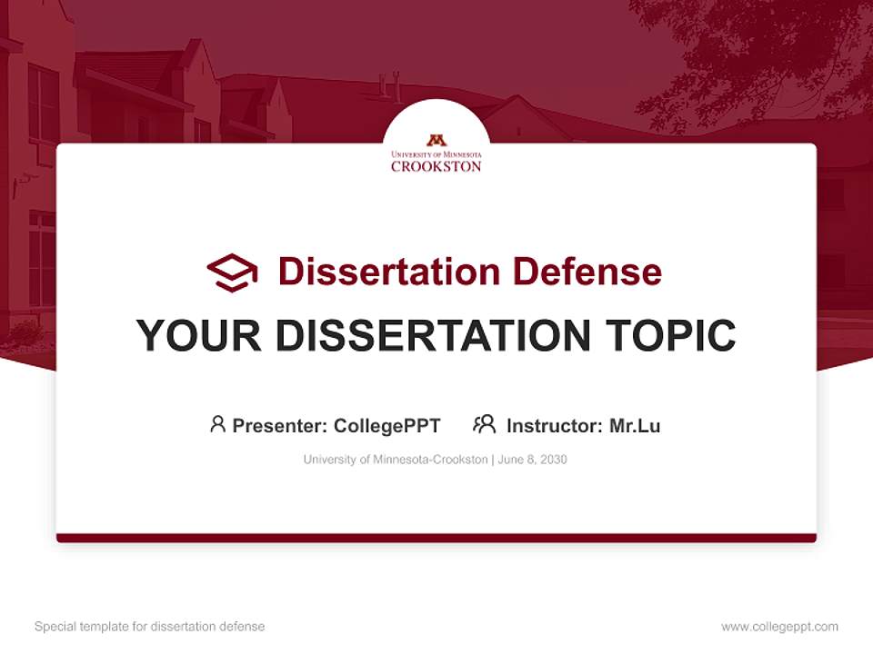 University of Minnesota-Crookston Graduation Thesis Defense PPT Template4:3 ratio PPT effect preview image7