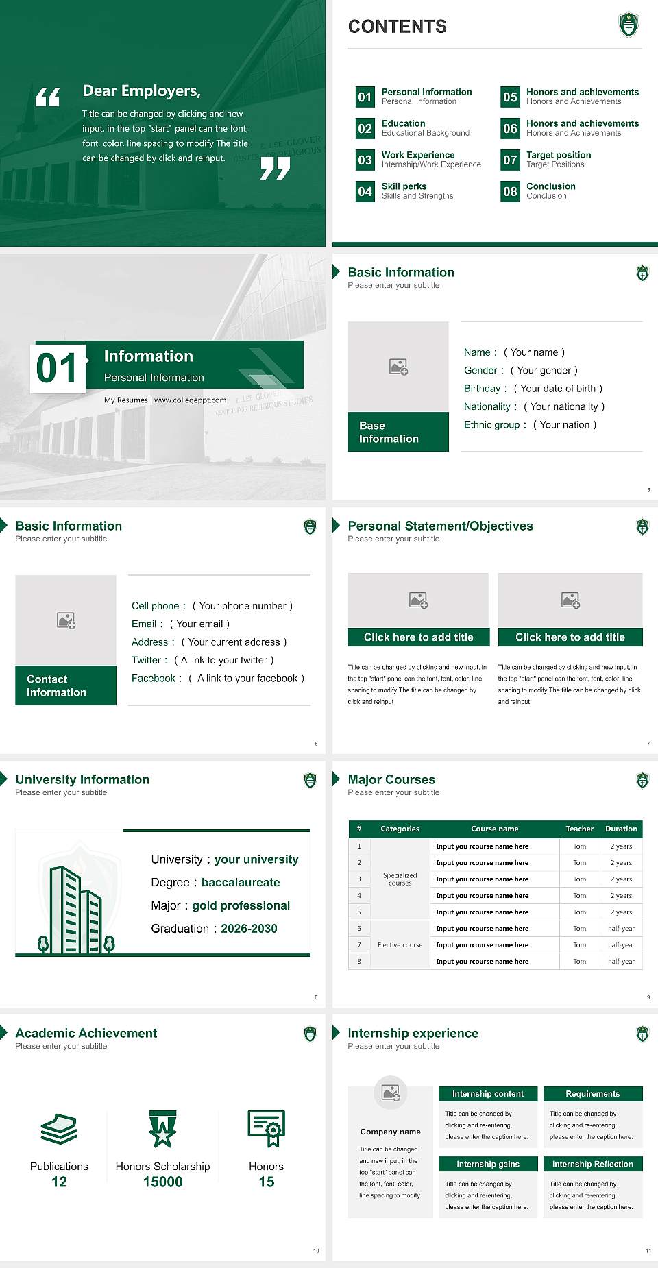 University of Mount Olive Resume PPT Template4:3 ratio PPT effect preview image2