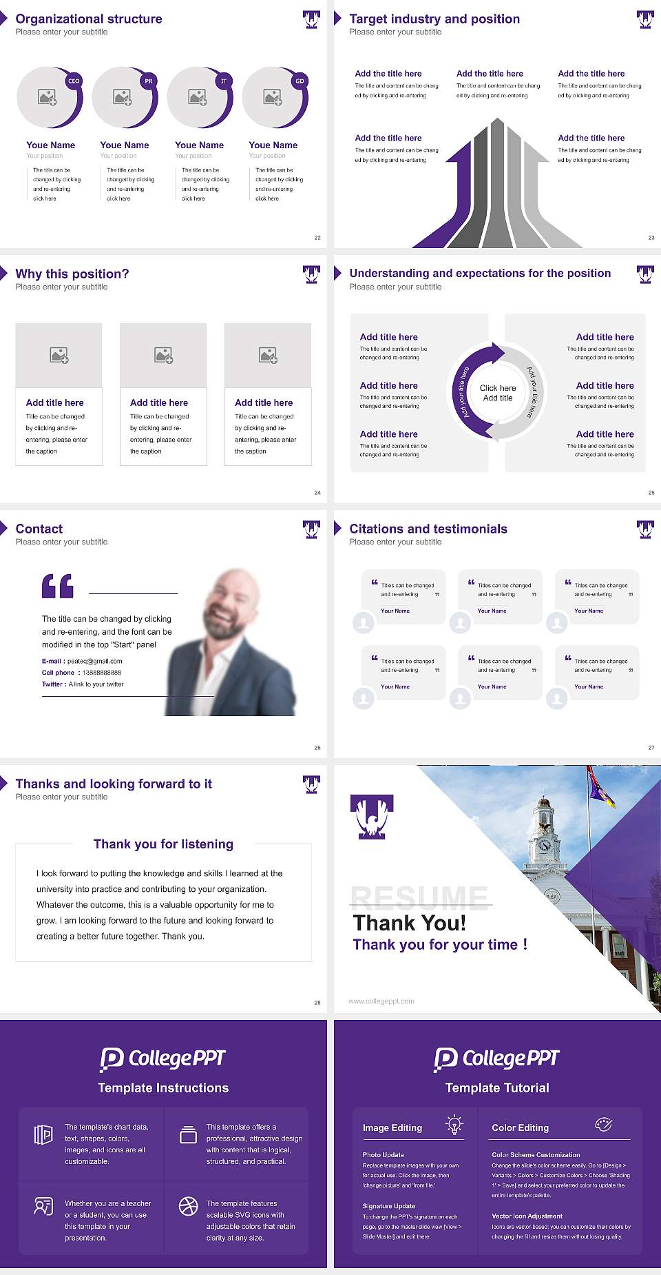 Tennessee Technological University Resume PPT Template4:3 ratio PPT effect preview image4