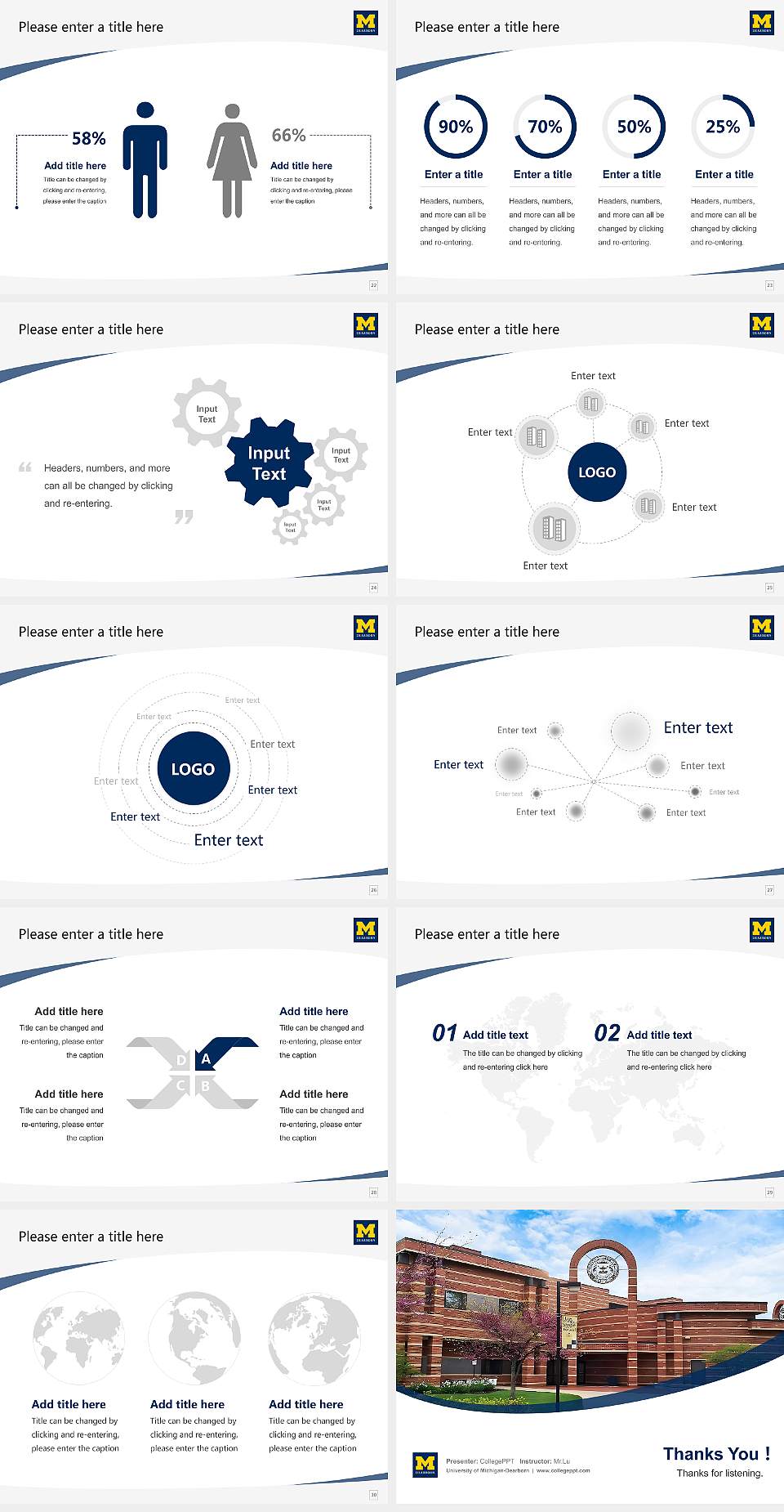 University of Michigan-Dearborn Course/Courseware Creation PPT Template4:3 ratio PPT effect preview image4