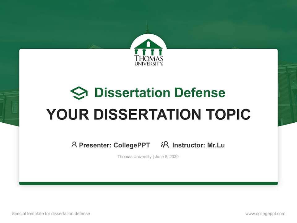Thomas University Graduation Thesis Defense PPT Template4:3 ratio PPT effect preview image7