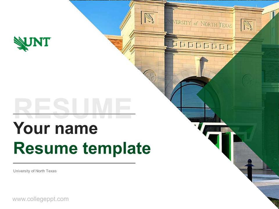 University of North Texas Resume PPT Template4:3 ratio PPT effect preview image5