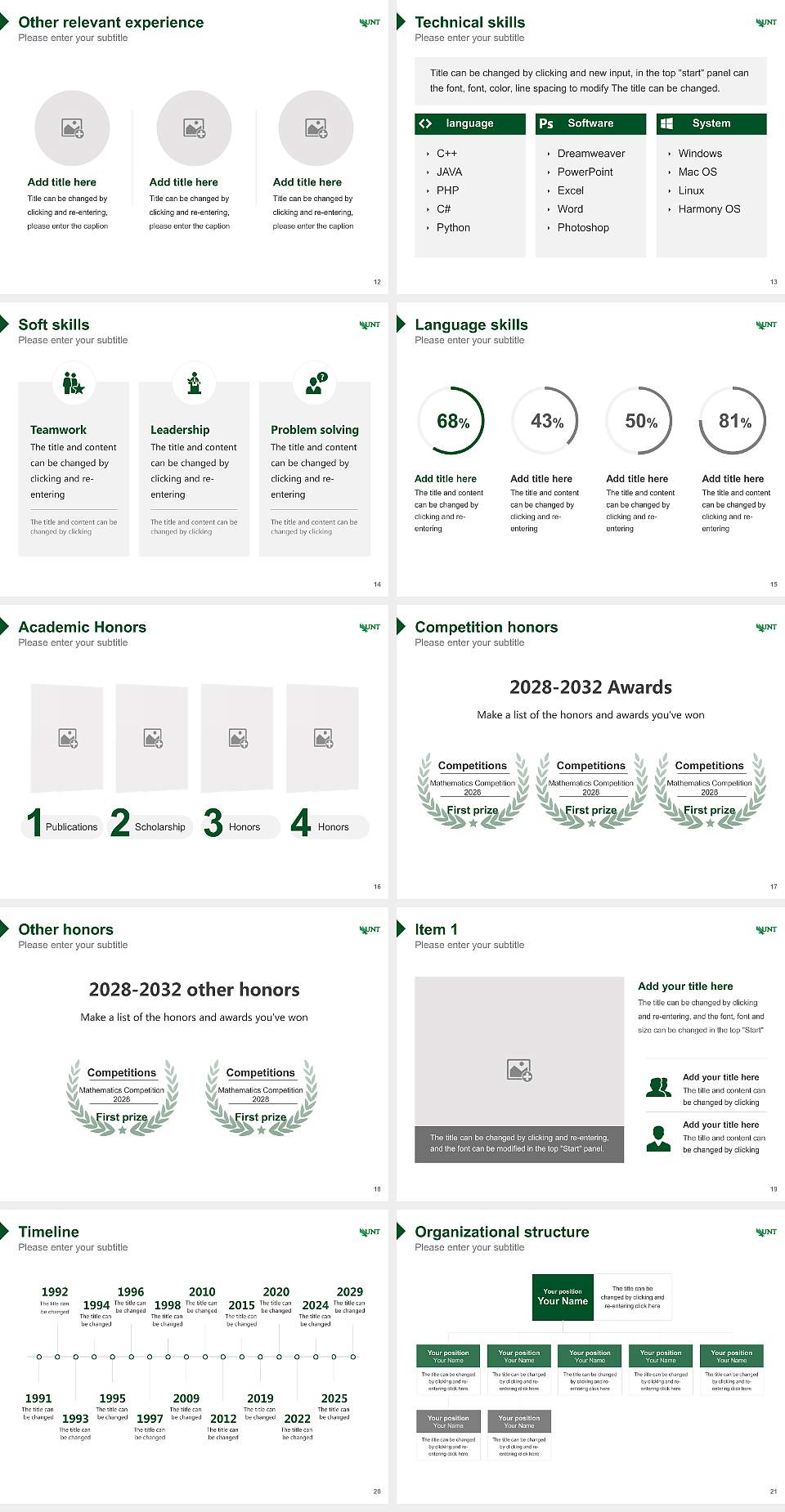 University of North Texas Resume PPT Template4:3 ratio PPT effect preview image3